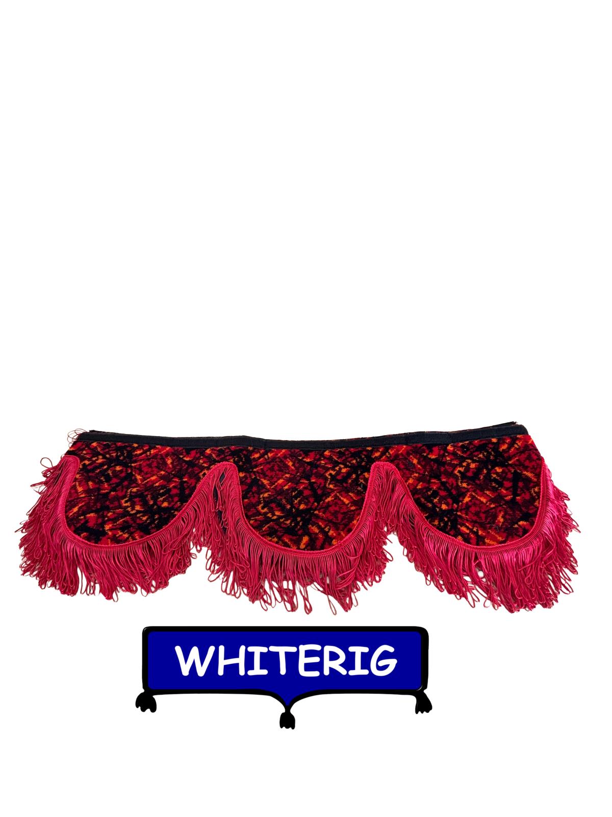 Whiterig Plush Red & Black Truck Pelmet – Tassel Fringe Trim Whiterig Truck Curtains