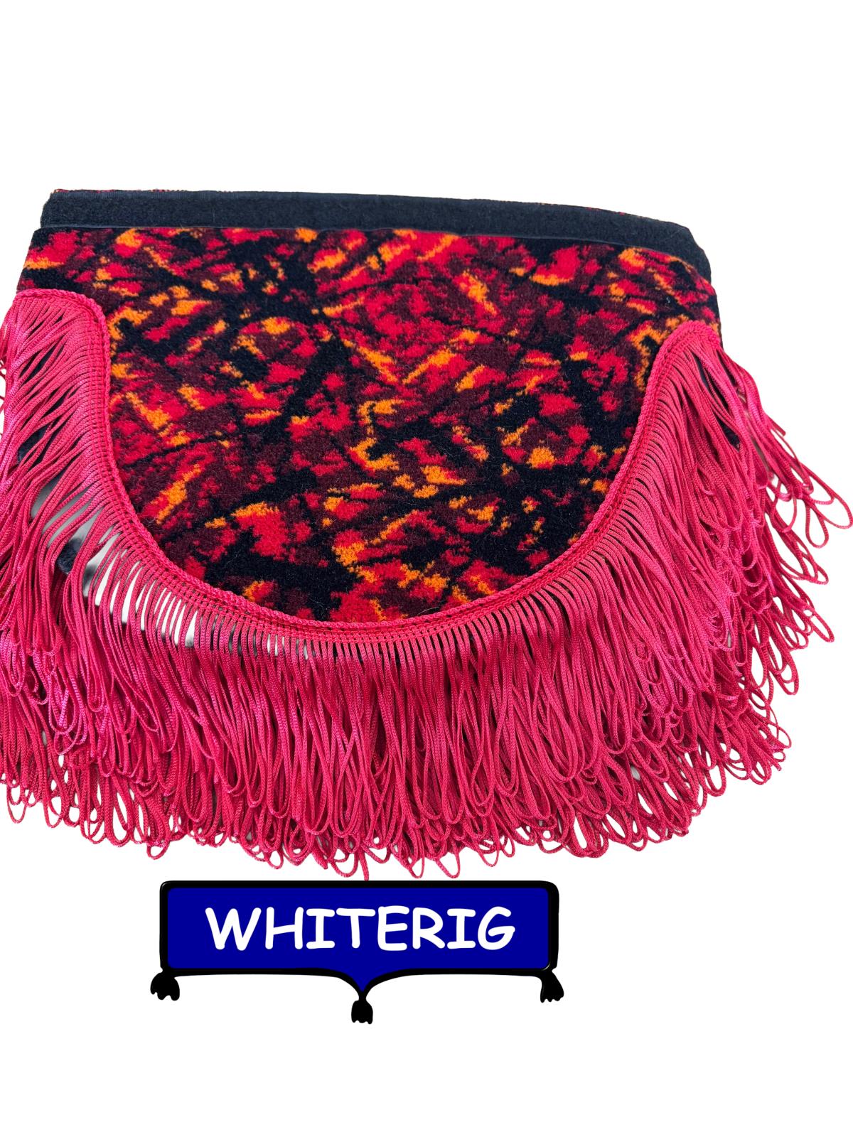 Whiterig Plush Red & Black Truck Pelmet – Tassel Fringe Trim Whiterig Truck Curtains