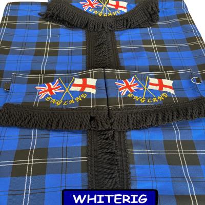 Enhance your cab with the Whiterig Ramsay tartan truck curtain set. Featuring a blue and black tartan design with embroidered England flags, this set includes curtains, pelmet and tiebacks. Whiterig Truck Curtains