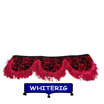 Upgrade your cab interior with this Whiterig plush truck pelmet in red and black. Featuring a bold textured design and luxury tassel fringe for a premium finish. Whiterig Truck Curtains